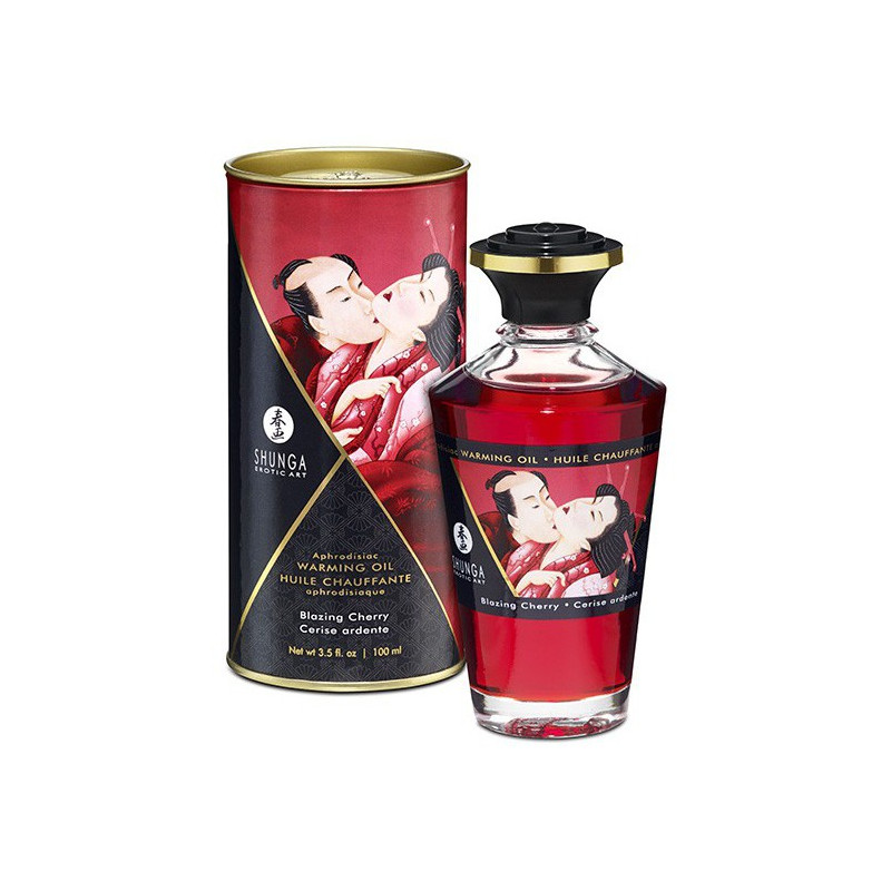 Shunga Huile de massage Chauffante Aphrodisiaque - CERISE Ardente 100 mL 